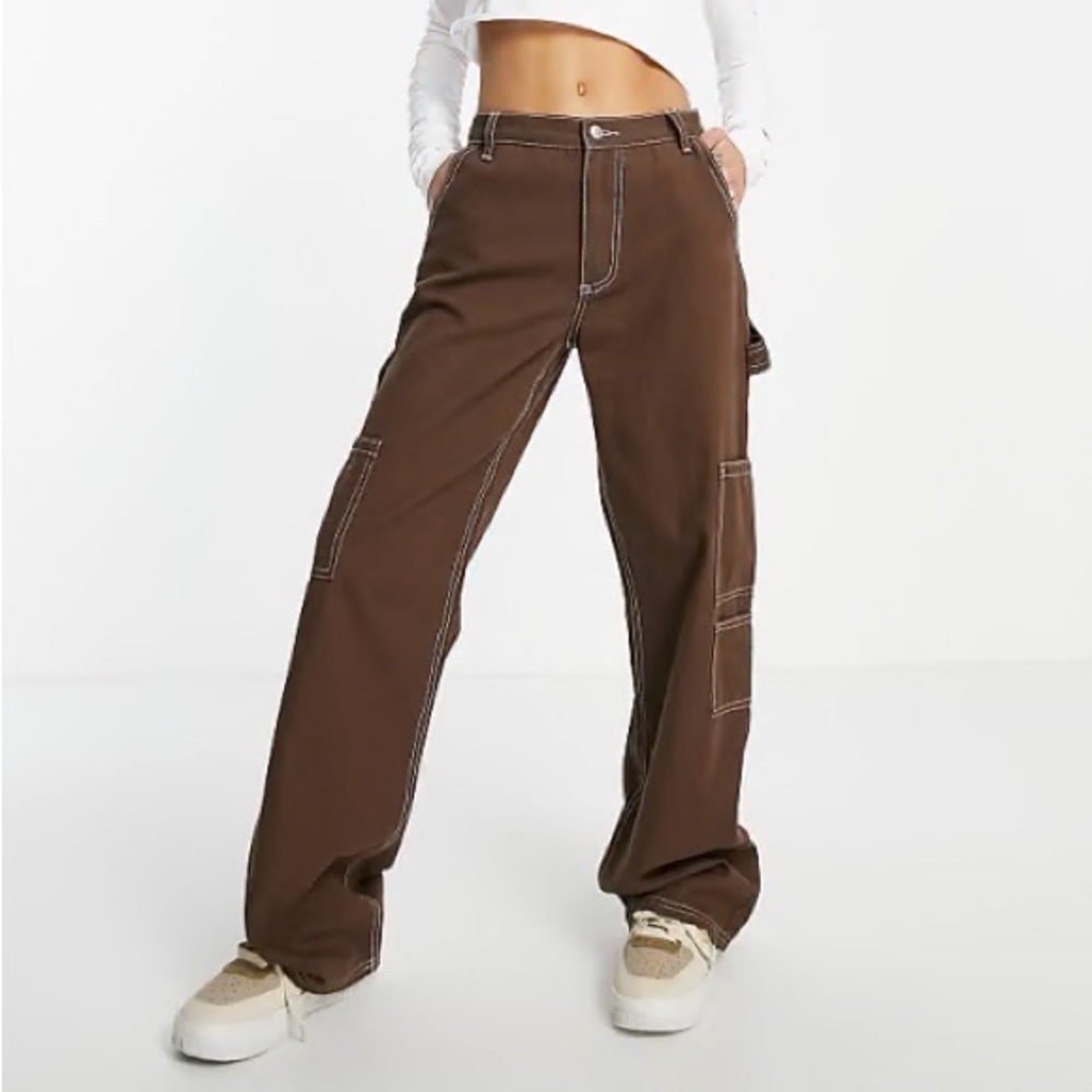 Signature8 wide leg brown utility pants